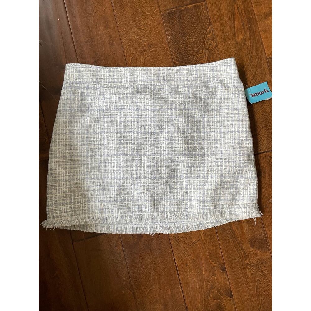 Maison D'amelie womens skirt‎ size 12 Textured Career Fringe Purple Blue Gray